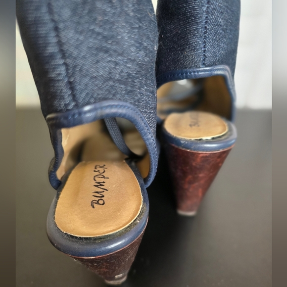 Women’s Bumper Open Toes Wedge Ankle Booties Lace Up blue Jean size 9 - Picture 5 of 5